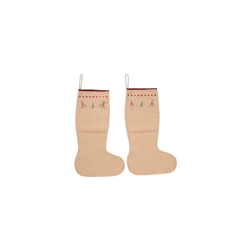 Stor julesok med broderi - 76cm