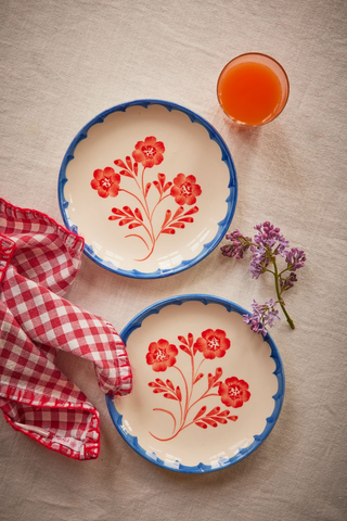 Håndmalet Keramik Tallerken - Vintage Flower