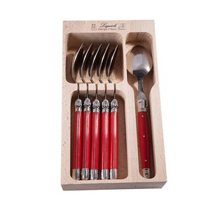 6 stk. Laguiole spiseskeer i trækasse.
 - New Red