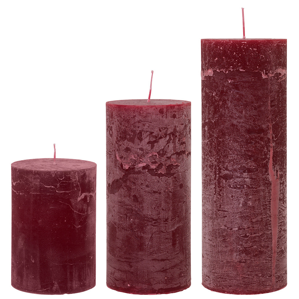 Rustic Stearinlys i farven WINTHER RED - Dia 7 cm