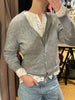 Note Anecdote Cashmere Cardigan med Dobbelt Knapning - Lysegrå