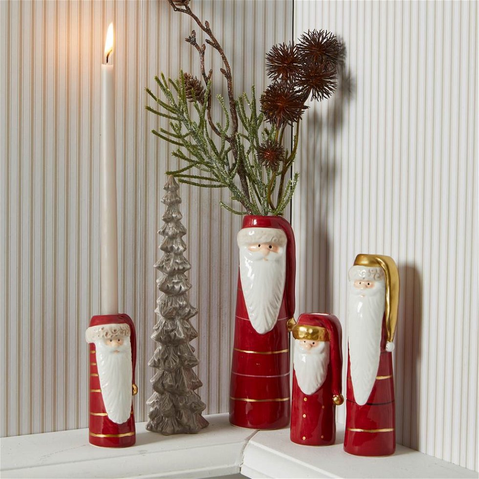 Julemand med hue vase/lysestage - 10 cm
