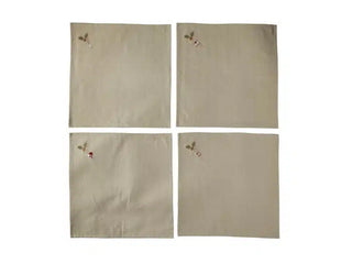 Jule Stofservietter med broderi Neutral 4stk