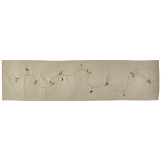 Jule Bordløber med broderi Neutral 40x160cm