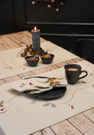 Jule Stofservietter med broderi Neutral 4stk