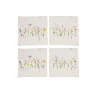 Stofservietter Med Blomster broderi 4stk 40x40cm