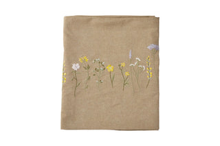 Dug Blomster broderi - 140x240cm Brun