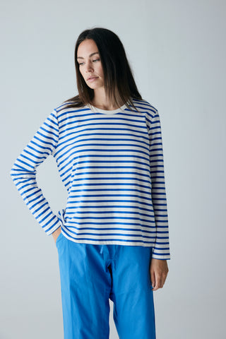 Frau Panama Stripe Bluse - Amparo Blue