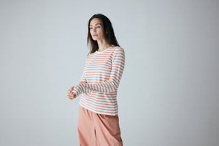 Frau Panama Stripe Bluse - Cameo Brown