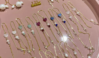 Smykish Heart Crystal Chain Ørering - Mørkeblå