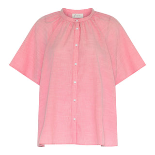 Frau Siena Bomuld Skjorte - Hot Coral Stripe