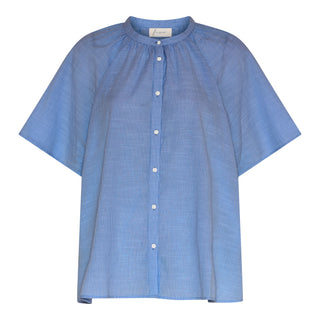 Frau Siena Bomuld Skjorte - Medium Blue Stripe