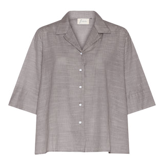 Frau Berlin Bomuld Skjorte - Coffee Quartz Stripe