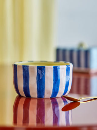 Bloomingville Phoenix - Skål Mørkeblå og lyserød stribet