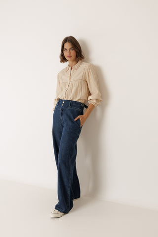 Indi & Cold Skjorte med Hæklet krave - Petal