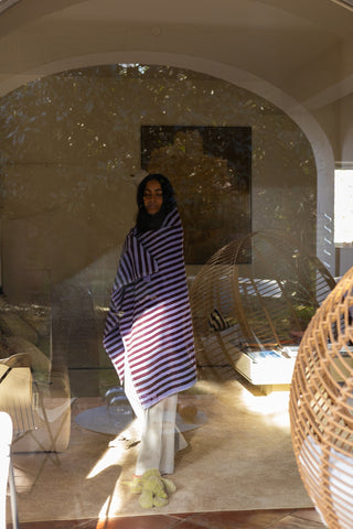 Bongusta Naram Håndklæde - Wine & Lavender Blue