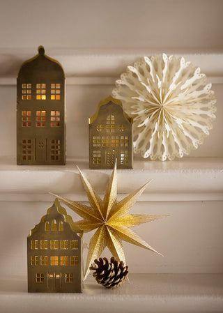 Bungalow Hus Lysestage Golden - Brownstone H13cm