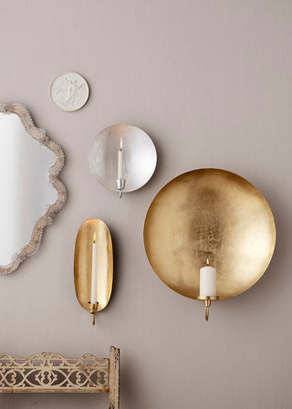 Bungalow Væghængt Lysestage - Rund Sølv