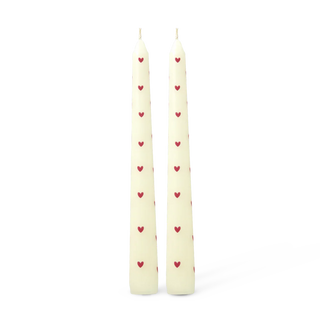 Rice Stearinlys - Creme Heart Print