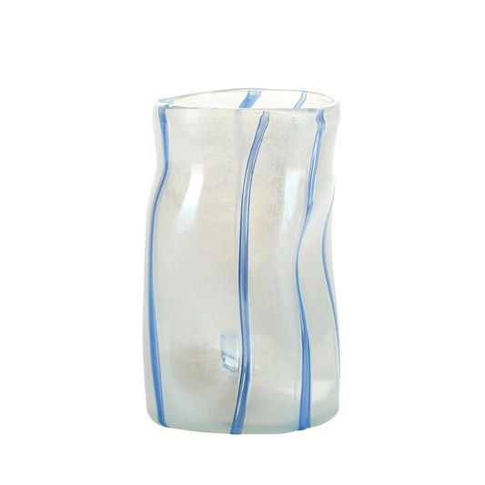Stribet Glas Vase - Blå & Perlemor