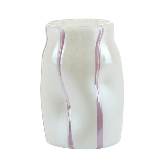 Stribet Glas Vase - Lilla & Perlemor