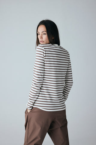 Frau Panama Stripe Bluse - Coffee Quartz
