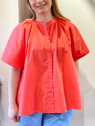 Frau Siena Bomuld Skjorte - Hot Coral