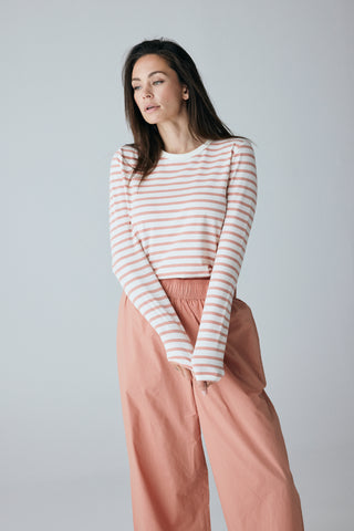 Frau Panama Stripe Bluse - Cameo Brown