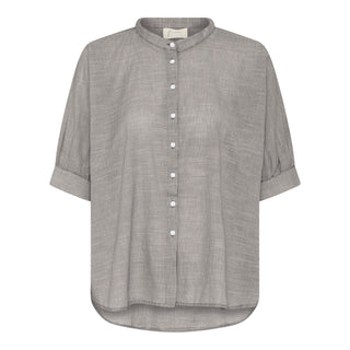 Frau Palermo Bomuld Skjorte - Coffee Quartz Stripe