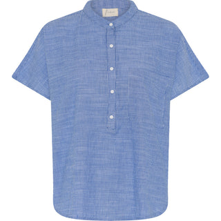Frau Colombo Bomuld Skjorte - Medium Blue Stripe