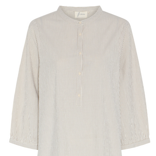 Frau Madrid Kjole - Tapioca Coffee Stripe
