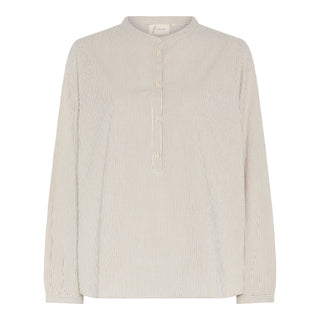 Frau Madrid Skjorte - Tapioca Coffee Stripe