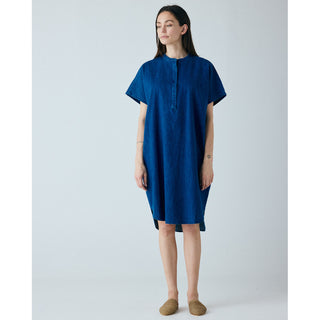 Frau Seoul Kortærmet Denim Kjole - Clear Blue