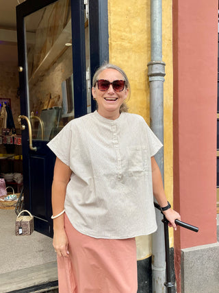Frau Colombo Skjorte - Tapioca Coffee Stripe