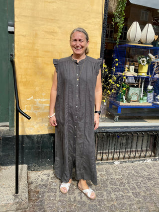 Frau Napoli Pure Linen Lang Kjole - Beluga