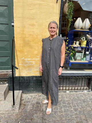 Frau Napoli Pure Linen Lang Kjole - Beluga