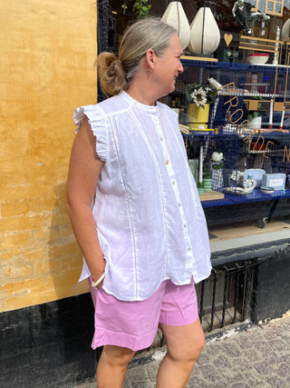 Frau Napoli Pure Linen Top - Bright White