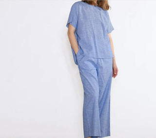 Frau Rome Kortærmet Skjorte - Medium Blue Stripe
