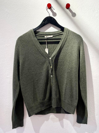 Note Anecdote Cashmere Cardigan med Dobbelt Knapning - Grøn