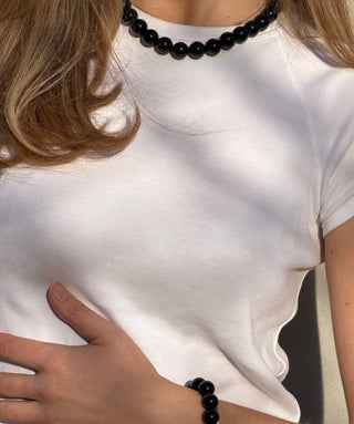 Soï Faro Chunky Krystal Halskæde - Black Onyx