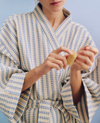 HAY Waffle Badekåbe - Stripe Dusty Blue