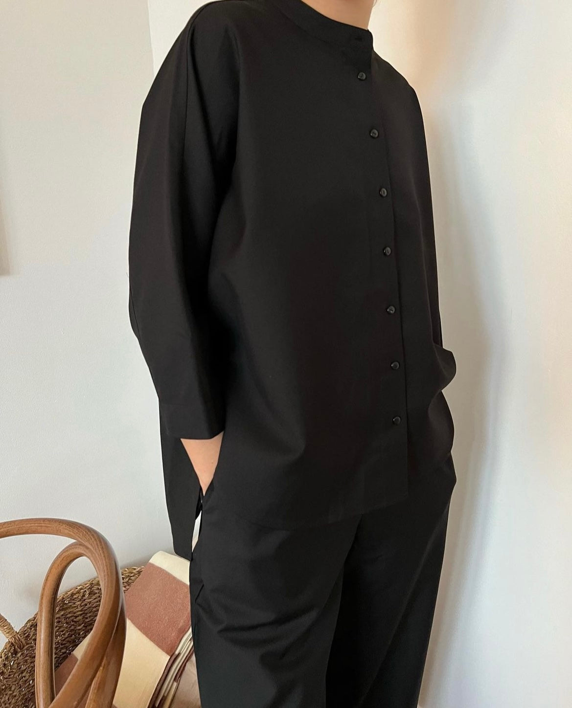 Frau Seoul Elegant Kort Skjorte - One Size - Sort