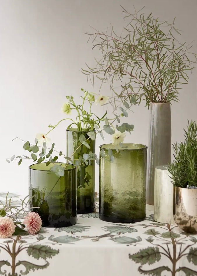 Bungalow Glas Vase Salon grøn - Højde 20 cm