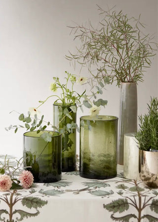Bungalow Glas Vase Salon grøn - H26cm