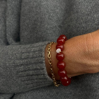 Soï Krystal Armbånd Rød Jade - Flere Størrelser