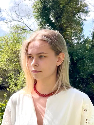 Soï Faro Chunky Krystal Halskæde - Rød Jade