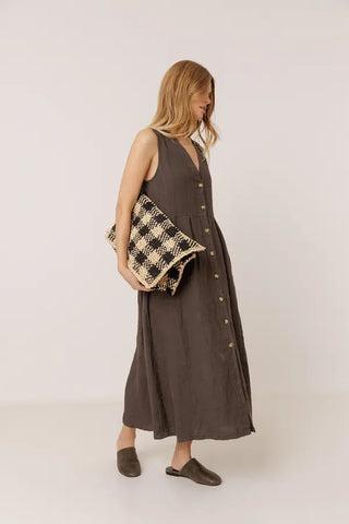 Indi & Cold Hør Kjole Vendbar - Carbon