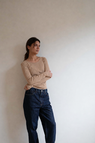 Studio Feder Gertrud Pointelle Bluse - Oat Melange