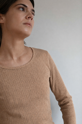 Studio Feder Gertrud Pointelle Bluse - Oat Melange