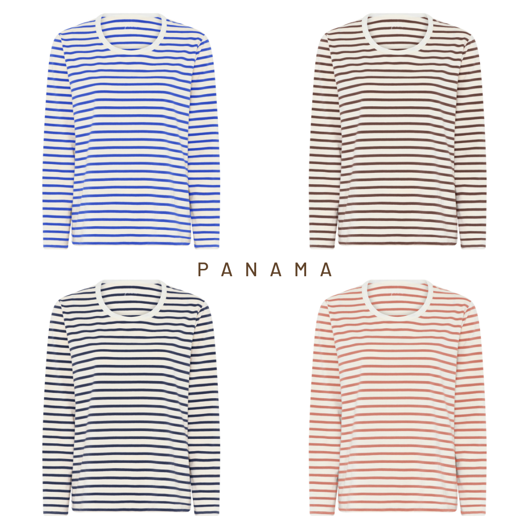 Frau Panama Stripe Bluse - Bomuld - Mange Farver